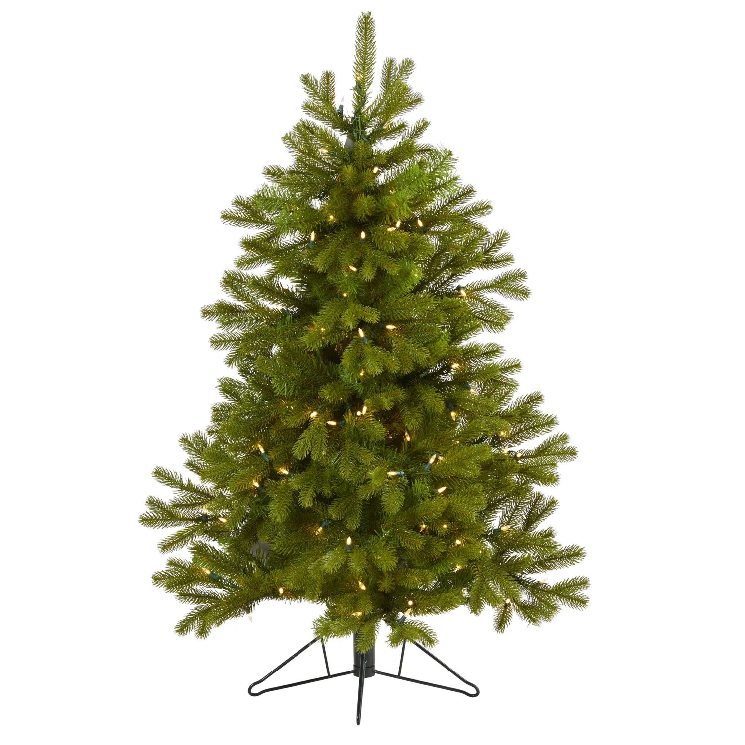 4' Cambridge Spruce Flat Back Artificial Christmas Tree With 100 Warm White (Multifunction) LED Lights And 221 Bendable Branches