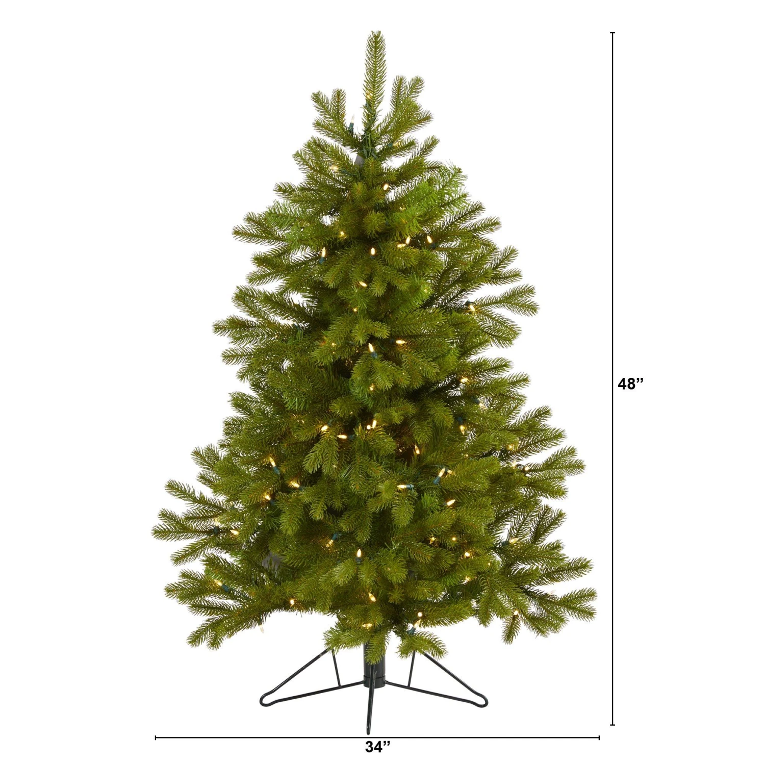 4' Cambridge Spruce Flat Back Artificial Christmas Tree With 100 Warm White (Multifunction) LED Lights And 221 Bendable Branches - Image 2