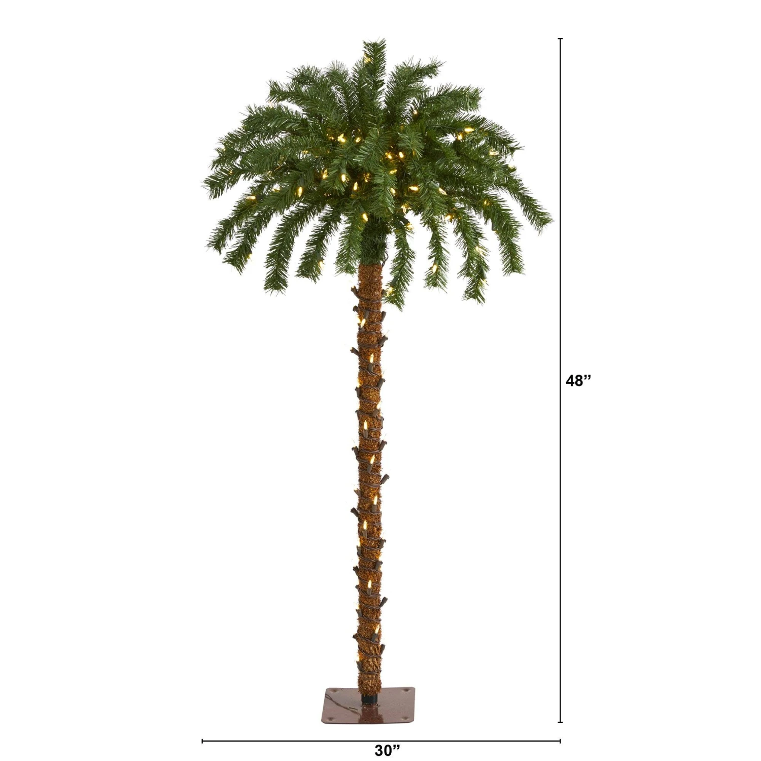 4’ Christmas Palm Artificial Tree With 150 Warm White LED Lights - Image 2