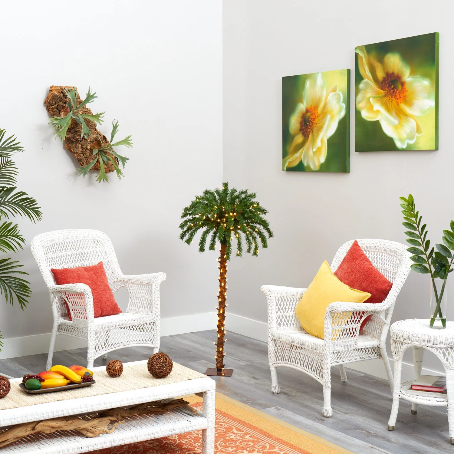 4’ Christmas Palm Artificial Tree With 150 Warm White LED Lights - Image 8