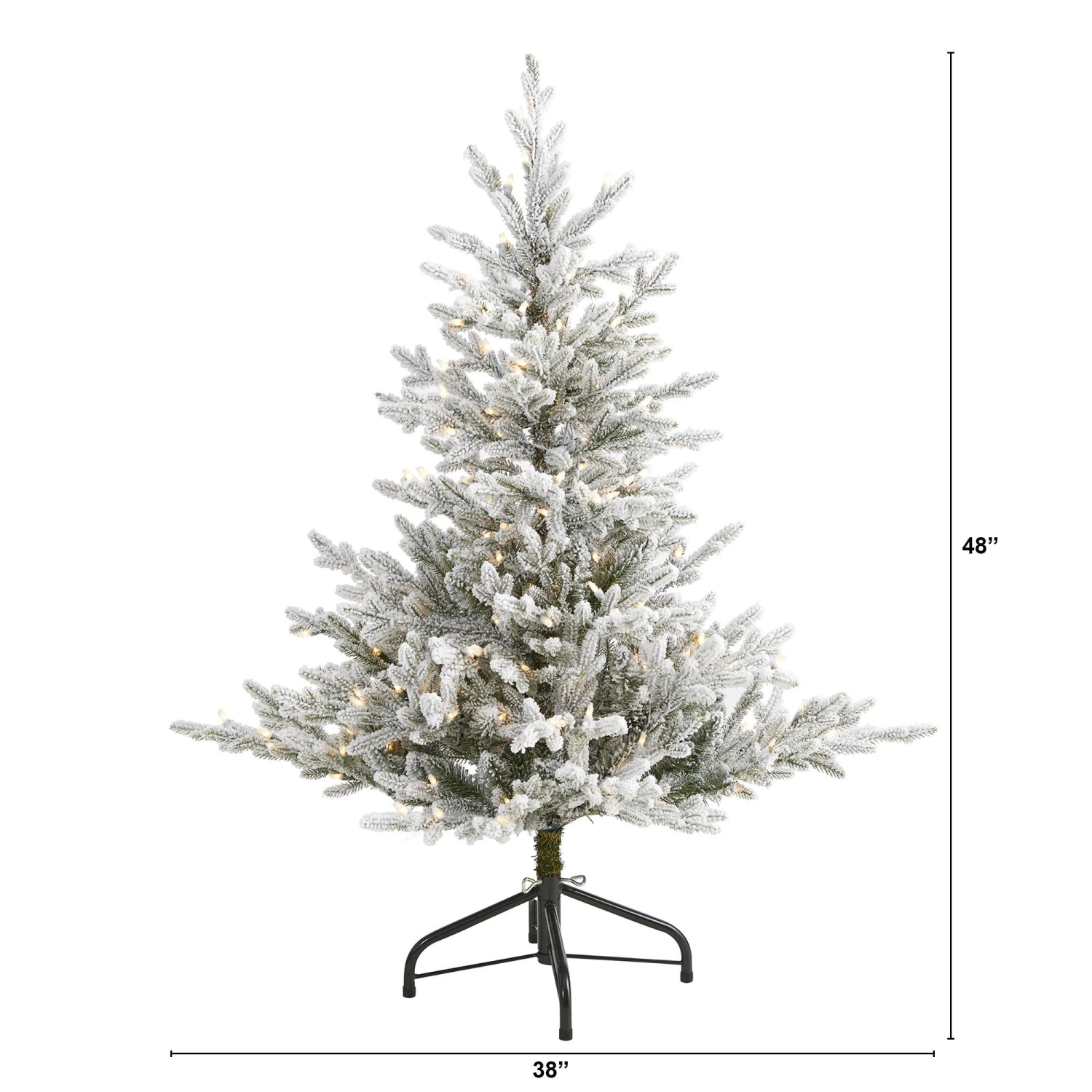 4’ Flocked Fraser Fir Artificial Christmas Tree With 300 Warm White Lights And 967 Bendable Branches - Image 2