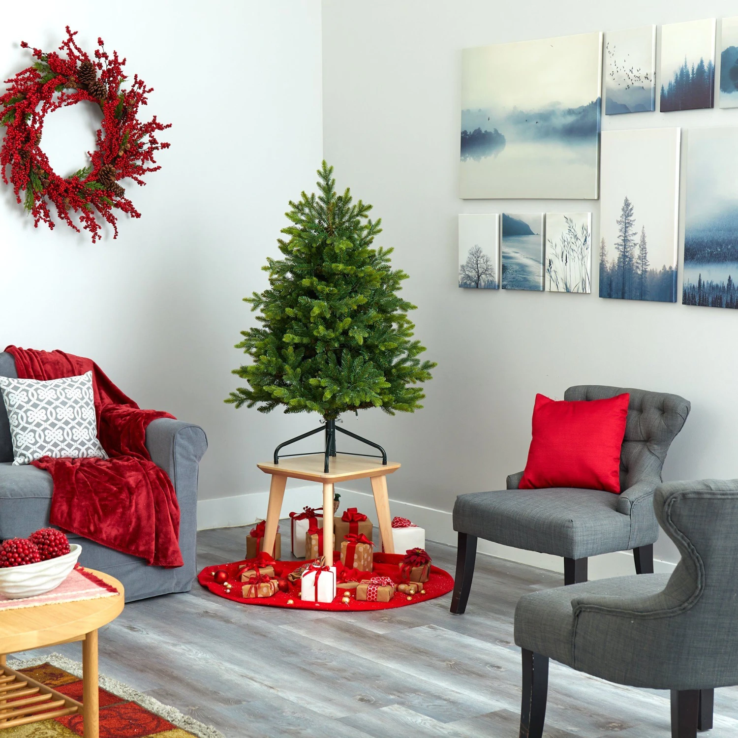 4’ North Carolina Fir Artificial Christmas Tree With 250 Clear Lights And 1003 Bendable Branches - Image 7