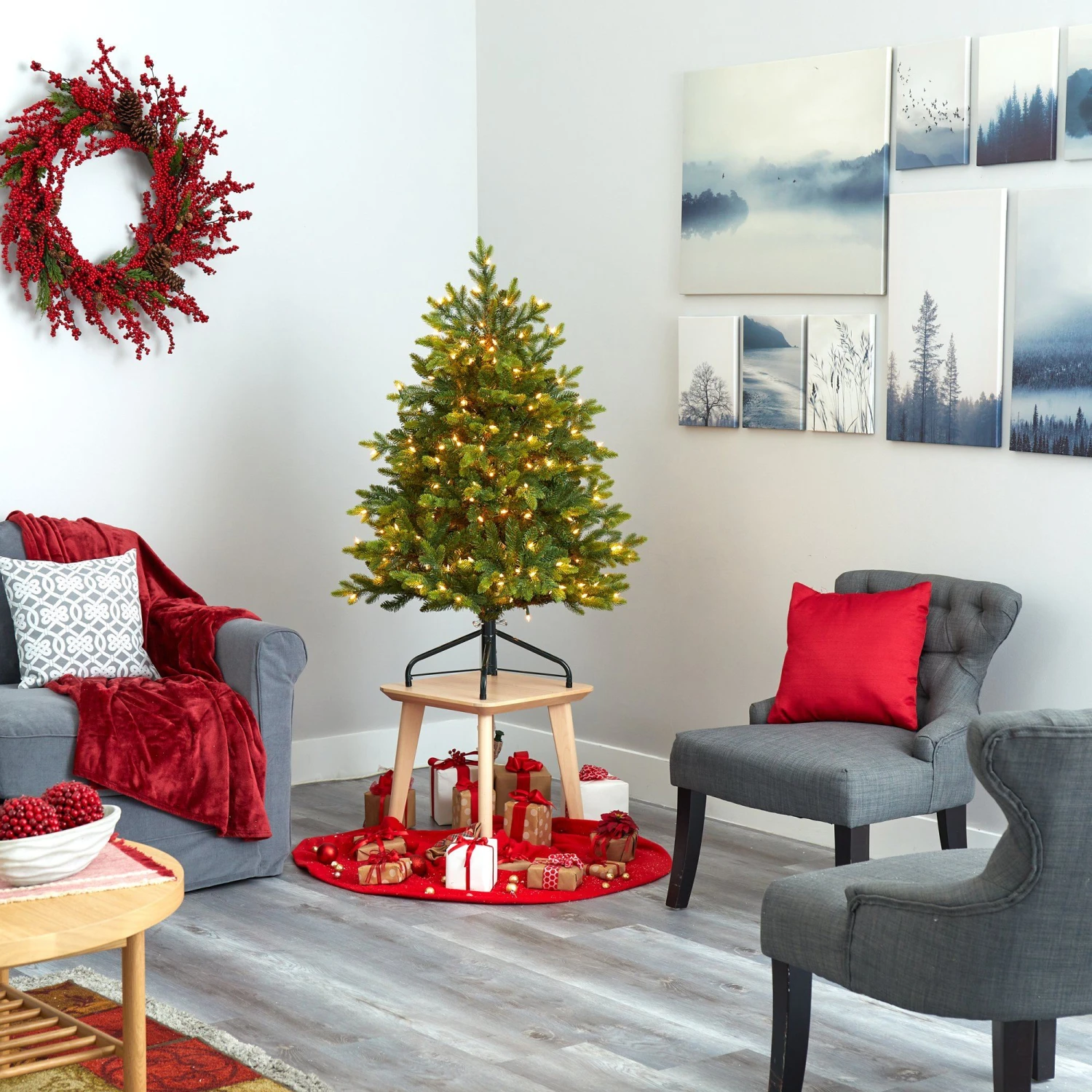 4’ North Carolina Fir Artificial Christmas Tree With 250 Clear Lights And 1003 Bendable Branches - Image 6