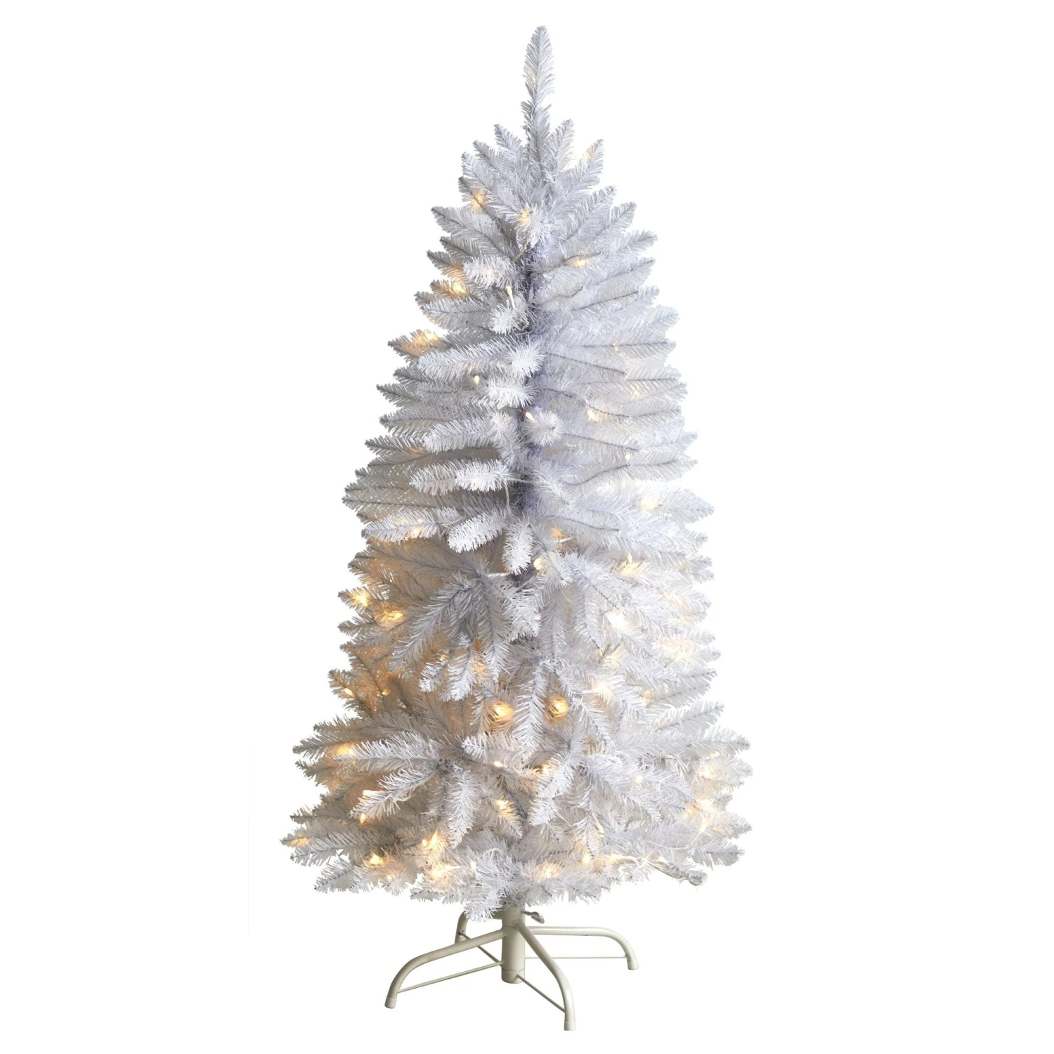 4β Slim White Artificial Christmas Tree With 100 Warm White LED Lights And 293 Bendable Branches