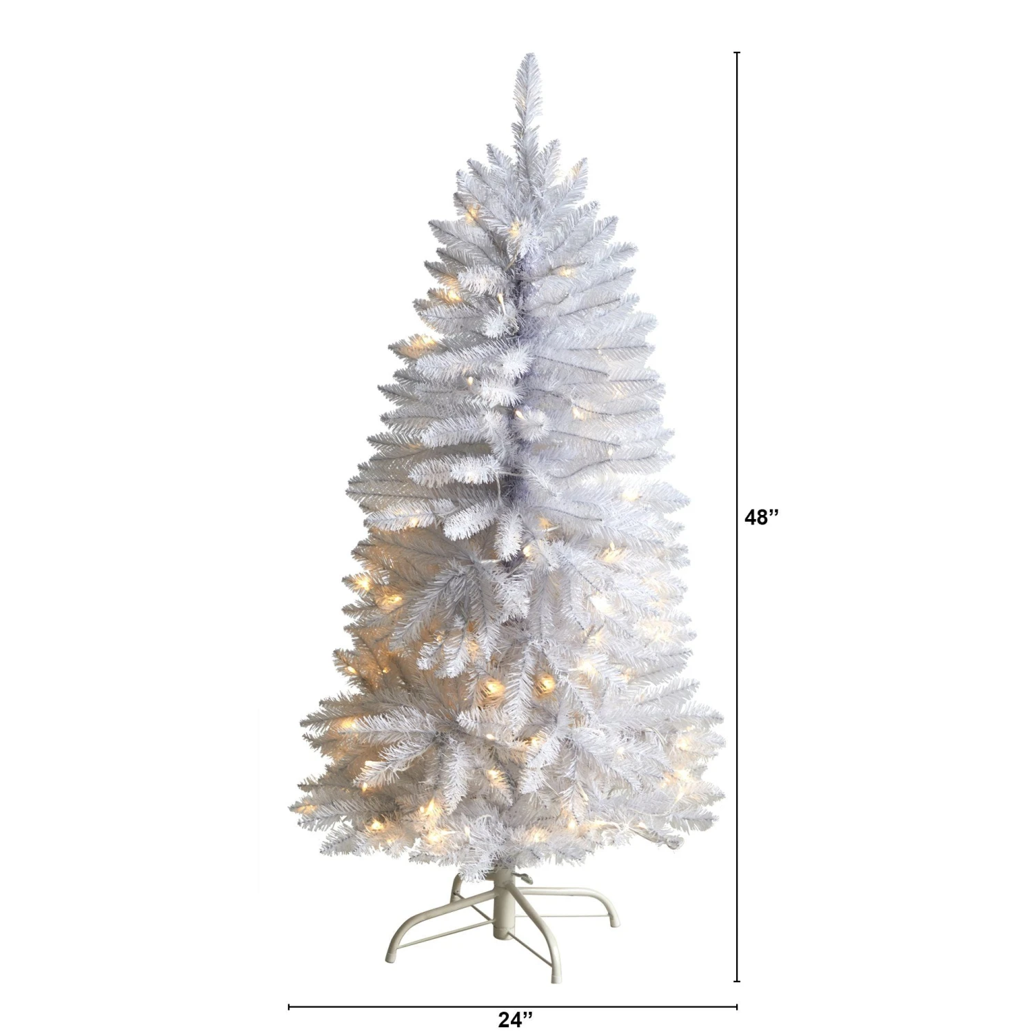 4β Slim White Artificial Christmas Tree With 100 Warm White LED Lights And 293 Bendable Branches - Image 2