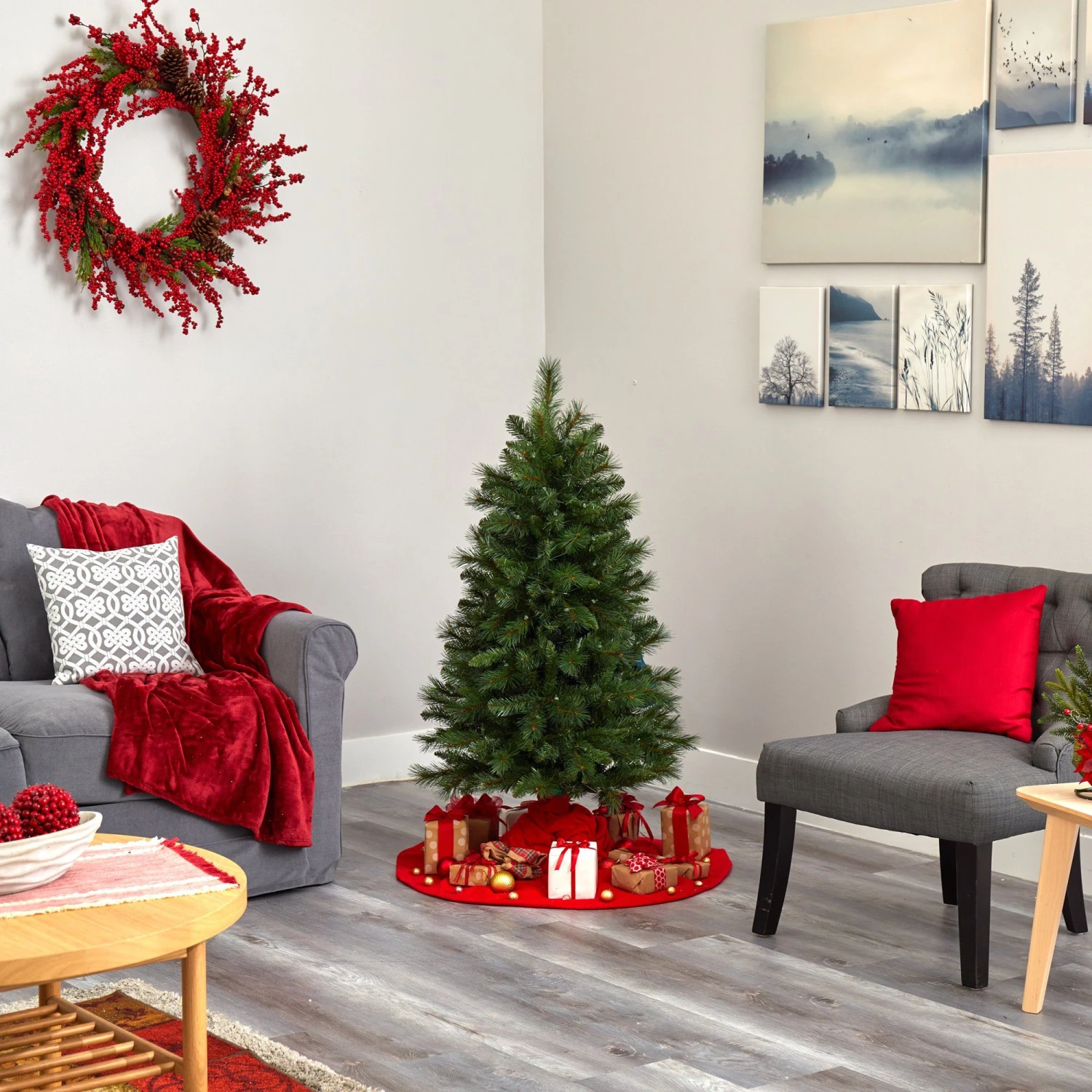 4’ West Virginia Mountain Pine Artificial Christmas Tree With 100 Clear Lights And 322 Bendable Branches - Image 6