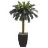 4.5’ Sago Artificial Palm Tree In Black Planter