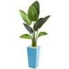 5’ Travelers Artificial Palm Tree In Turquoise Planter
