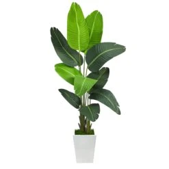 5.5β Travelers Palm Artificial Tree In White Metal Planter