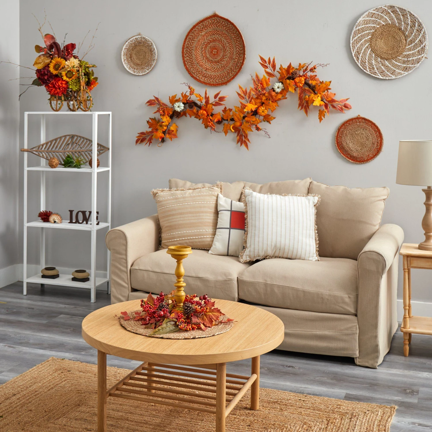 6’ Assorted Autumn Maple Leaves, Pumpkins, Gourds, Berries And Pinecone Artificial Fall Garland - Image 4