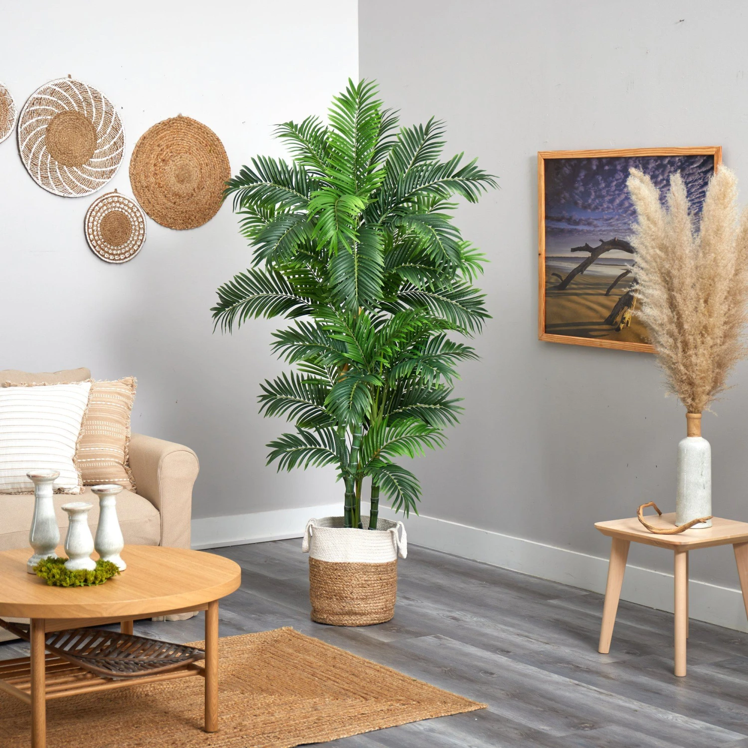 6’ Curvy Parlor Artificial Palm Tree In Handmade Natural Jute And Cotton Planter - Image 4