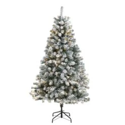 6' Flocked Rock Springs Spruce Artificial Christmas Tree With 250 Clear LED Lights