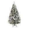 6' Flocked White River Mountain Pine Artificial Christmas Tree With Pinecones And 250 Clear LED Lights