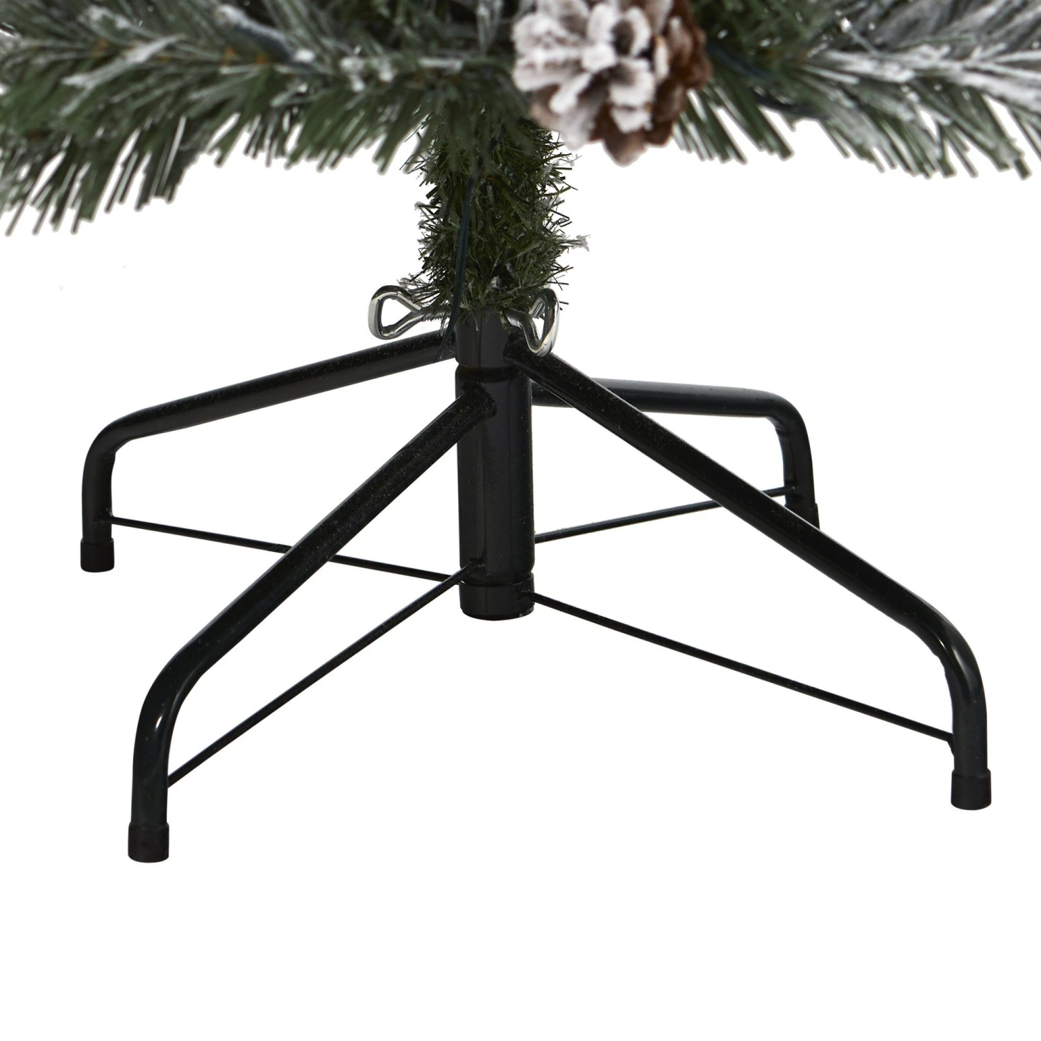 6' Flocked White River Mountain Pine Artificial Christmas Tree With Pinecones And 250 Clear LED Lights - Image 4