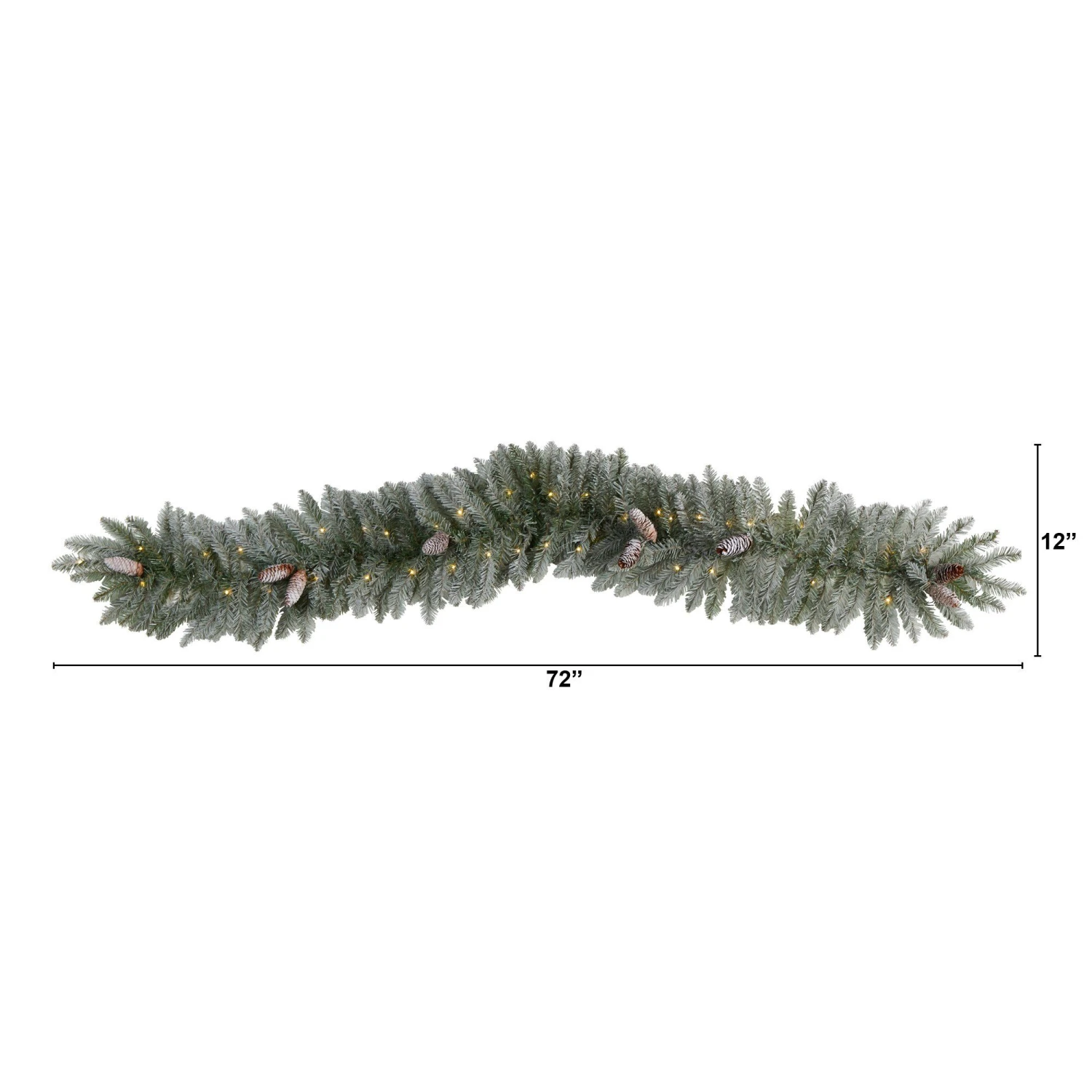 6' Frosted Artificial Christmas Garland With Pinecones And 50 Warm White LED Lights - Image 2