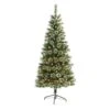 6’ Frosted Swiss Pine Artificial Christmas Tree With 300 Clear LED Lights And Berries