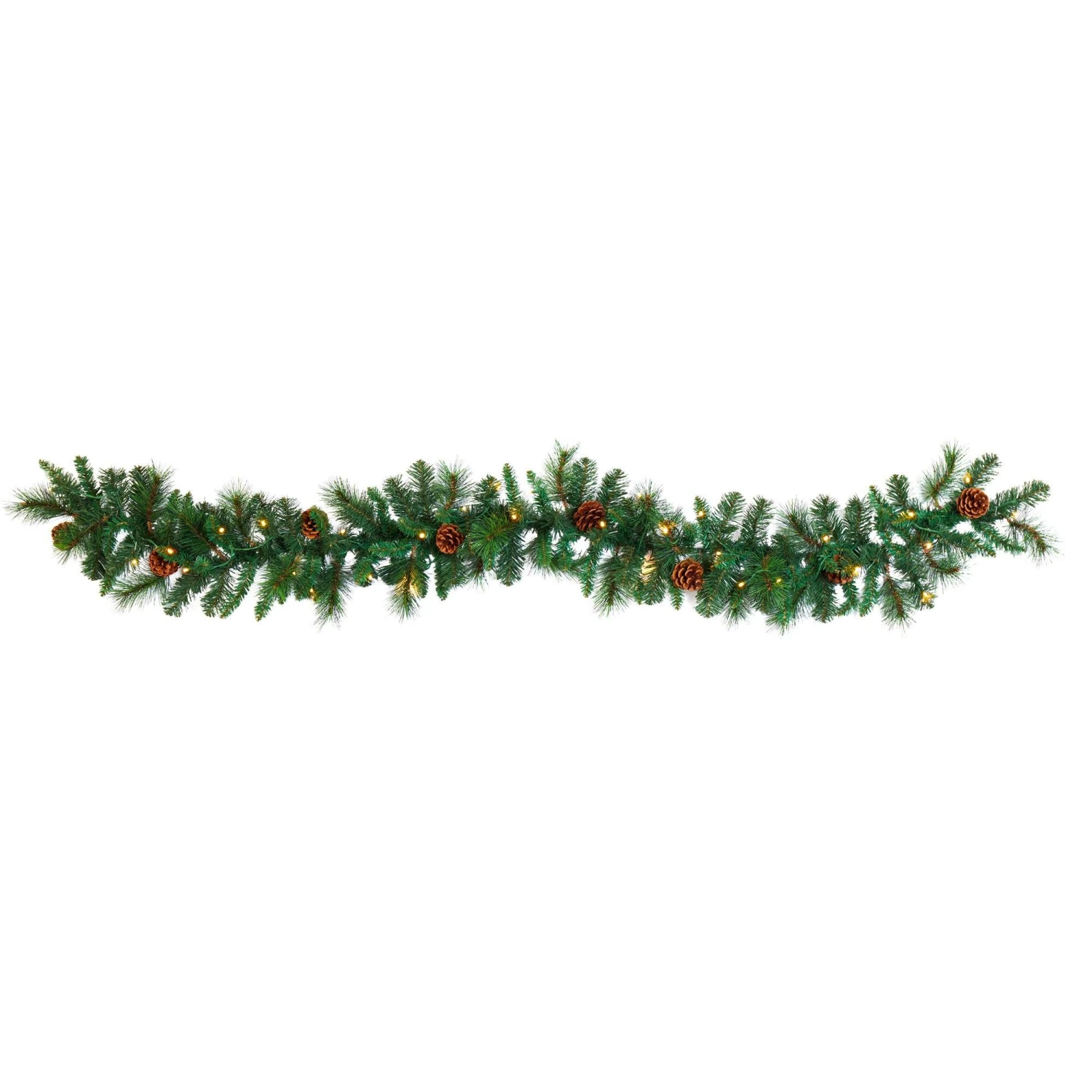 6’ Mixed Pine And Pinecone Artificial Garland (trimmed) 35 Clear LED Lights