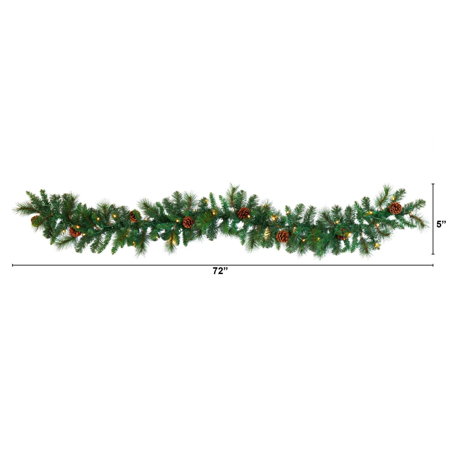 6’ Mixed Pine And Pinecone Artificial Garland (trimmed) 35 Clear LED Lights - Image 2