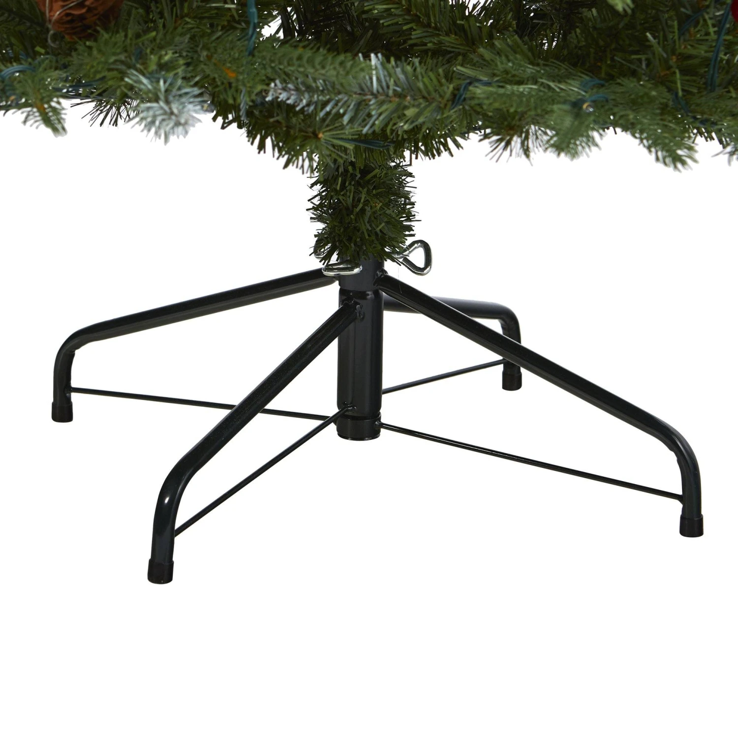 6' Snow Tipped Portland Spruce Artificial Christmas Tree With Frosted Berries And Pinecones With 300 Clear LED Lights - Image 6