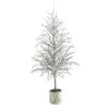 6’ Snowed Twig Artificial Christmas Tree In Decorative Planter