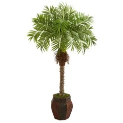 62” Robellini Palm Artificial Tree In Decorative Planter