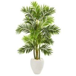 63β Areca Palm Artificial Tree In White Planter