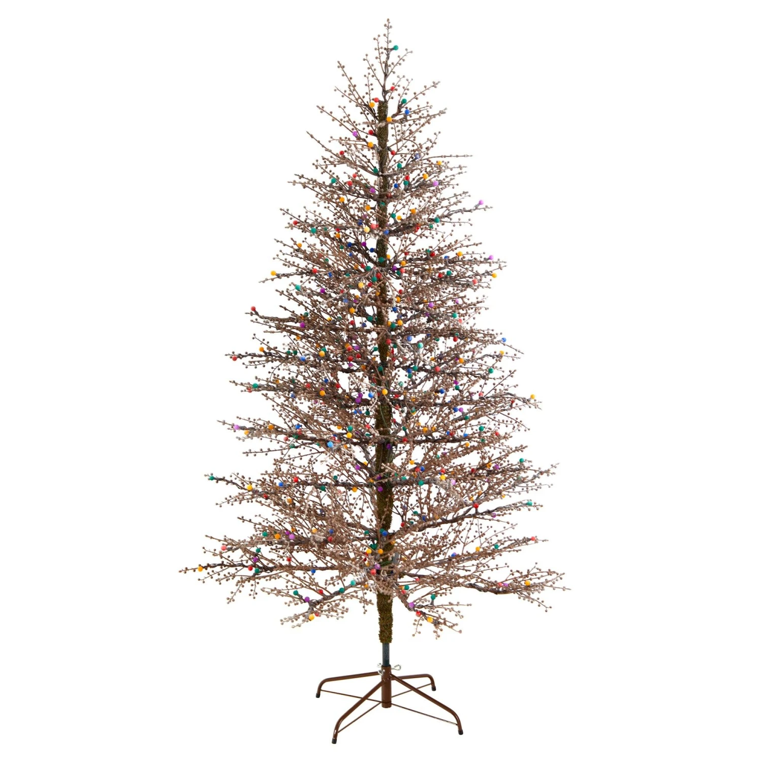 7' Frosted Berry Twig Christmas Tree With 450 Multicolored Gum Ball LED Lights And 1192 Bendable Branches - Image 3