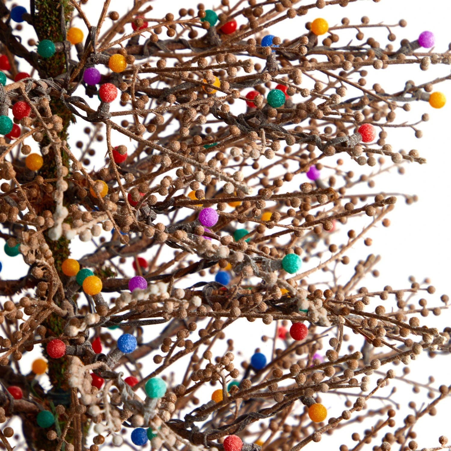 7' Frosted Berry Twig Christmas Tree With 450 Multicolored Gum Ball LED Lights And 1192 Bendable Branches - Image 5