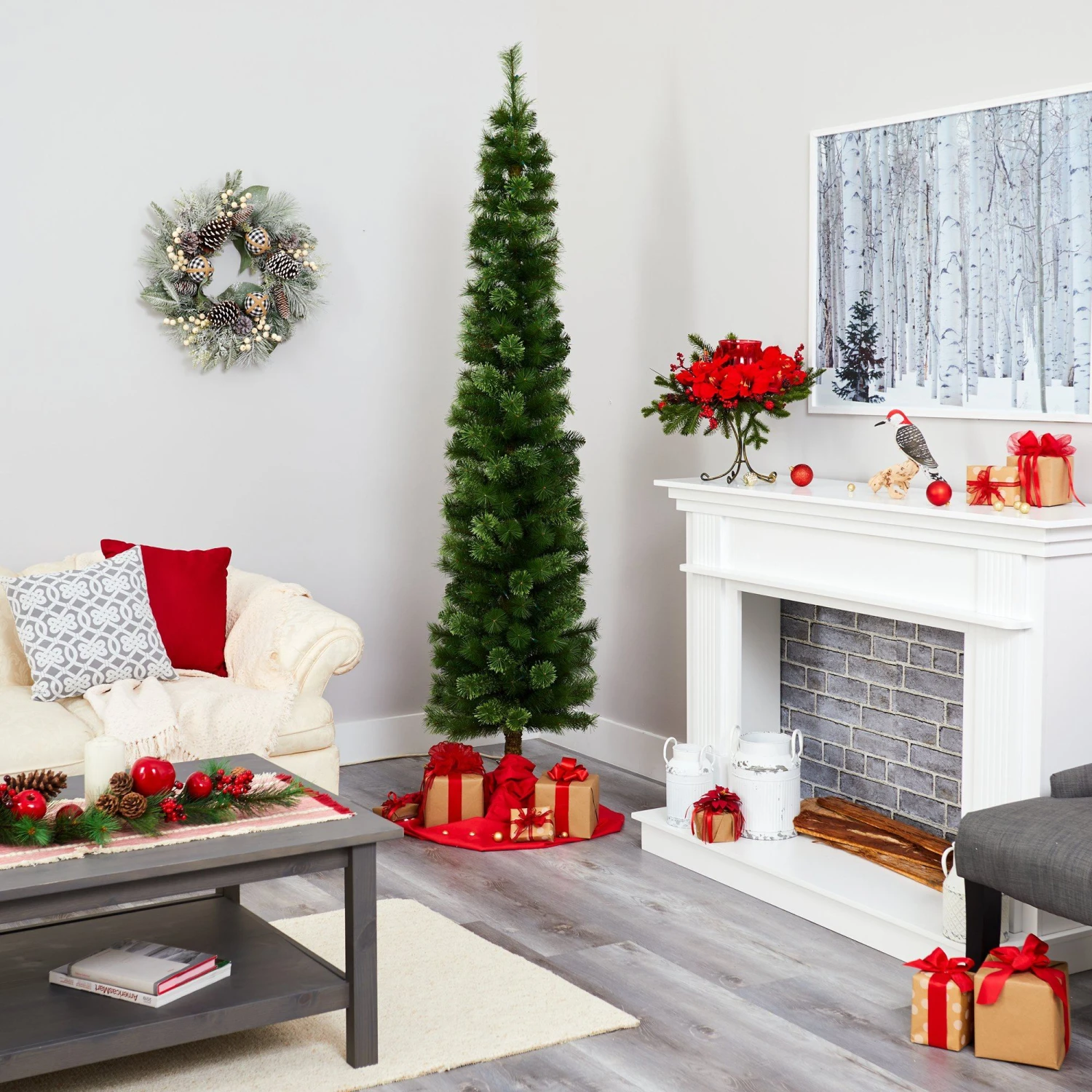 7' Green Pencil Artificial Christmas Tree With 150 Clear (Multifunction) LED Lights And 338 Bendable Branches - Image 7