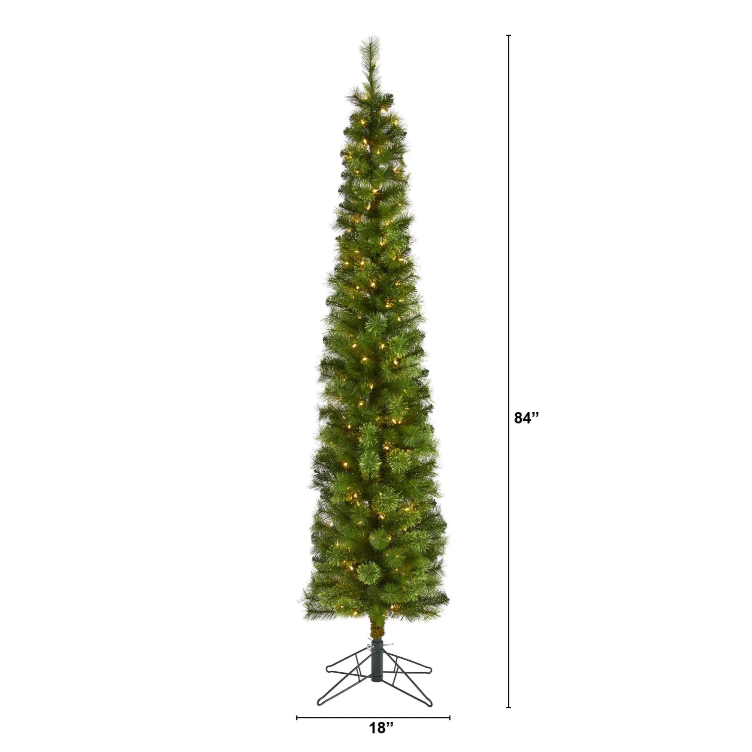 7' Green Pencil Artificial Christmas Tree With 150 Clear (Multifunction) LED Lights And 338 Bendable Branches - Image 2