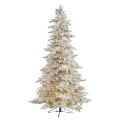 7.5' Flocked Grand Northern Rocky Fir Artificial Christmas Tree With 6672 Warm Cluster (Multifunction) LED Lights And 1071 Bendable Branches