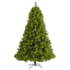 7.5’ Green Scotch Pine Artificial Christmas Tree With 550 Clear LED Lights