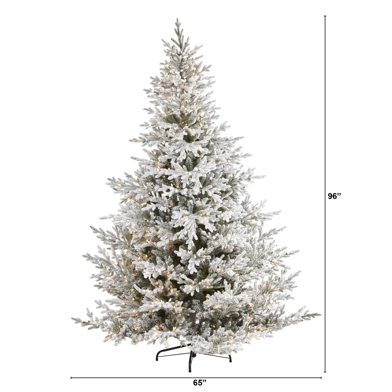 8’ Flocked Fraser Fir Artificial Christmas Tree With 800 Warm White Lights And 4892 Bendable Branches - Image 2