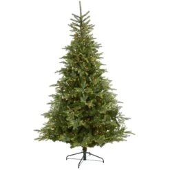 8’ North Carolina Spruce Artificial Christmas Tree With 650 Clear Lights And 1303 Bendable Branches