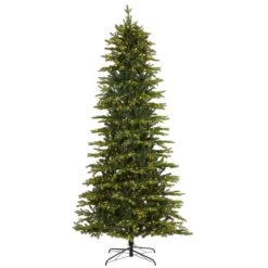 9β Belgium Fir βNatural Lookβ Artificial Christmas Tree With 800 Clear LED Lights