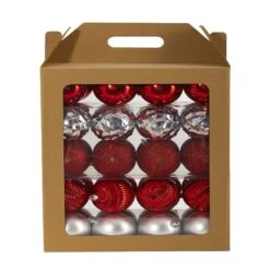 Holiday Shatterproof, 40 Count Christmas Tree Ornament Box Set, 80mm With Re-Useable Box